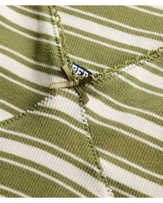 Superdry Green Stripe Ribbed Jersey Maxi Dress