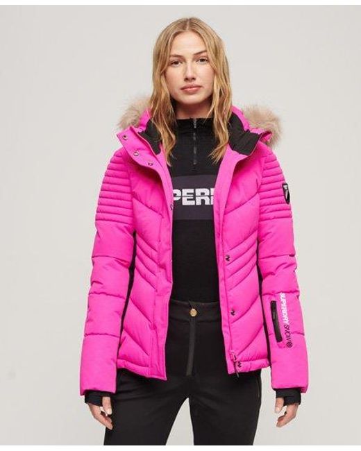 Superdry Pink Sport Ski Luxe Puffer Jacket
