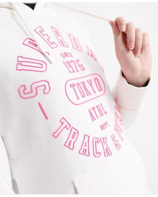 Superdry White Track & Field Loopback Hoodie