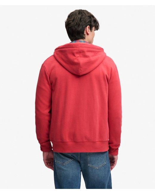 Superdry Red & Co Essential Logo Half Brushed Zip Hoodie for men