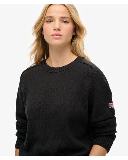 Superdry Black & Co Knitted Slouchy Crew Neck Sweatshirt