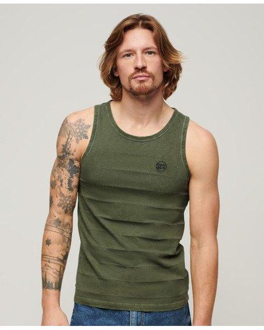 Superdry Green Organic Cotton Vintage Texture Tank Top for men