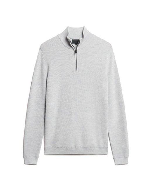 Superdry Gray & Co Lightweight Knitted Merino Half Zip Jumper for men