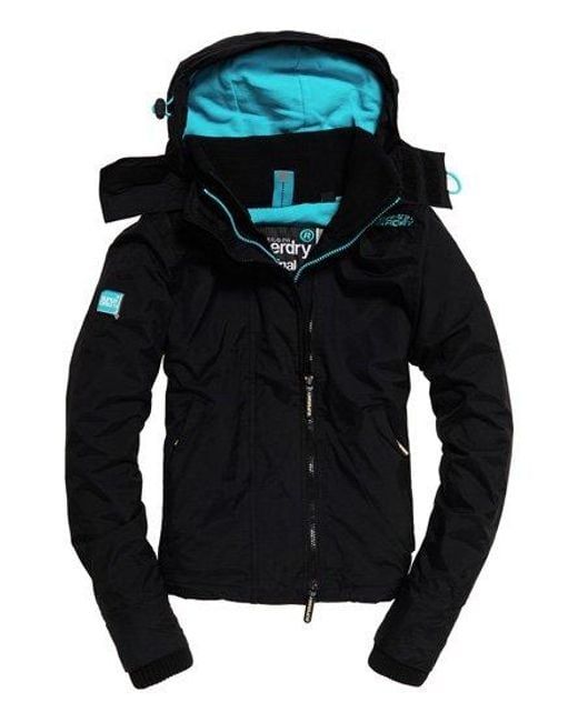 Superdry Black Pop Zip Hood Arctic Sd-Windcheater Jacket Mist