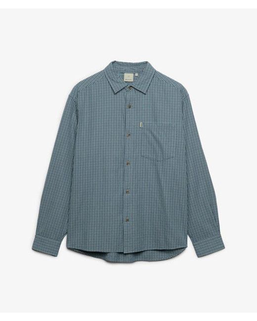 Superdry Blue Bench X & Co Bench Skater Check Long Sleeve Shirt for men
