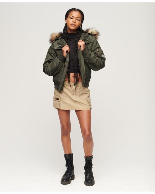 Superdry Hooded Military Ma1 Bomber Jacket in Green | Lyst