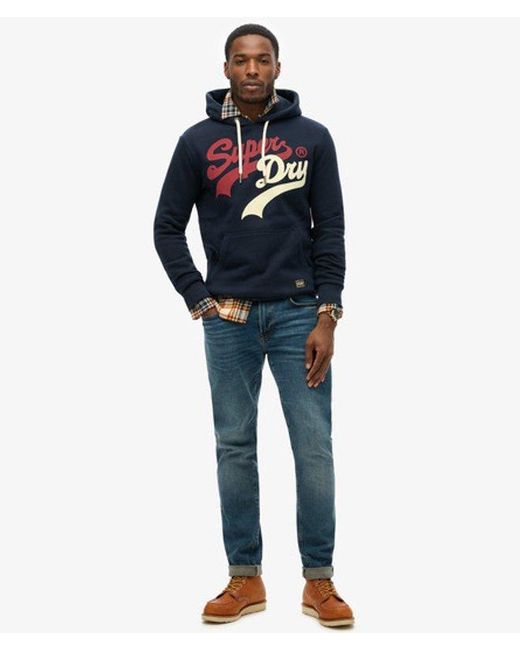 Superdry Blue & Co Classic College Script Hoodie for men