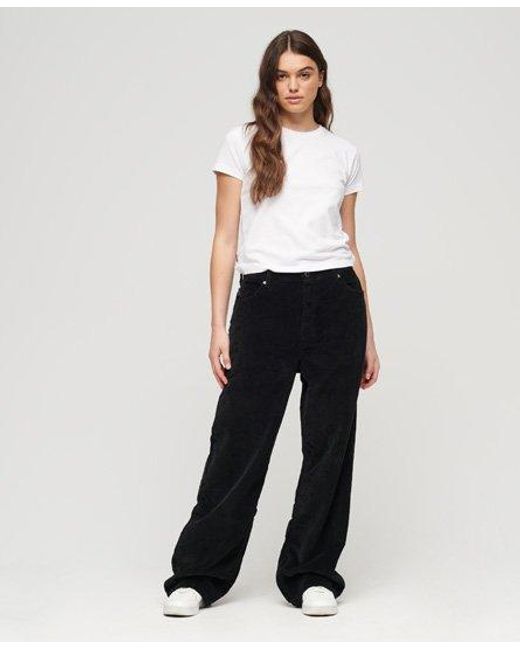 Superdry White Vintage Wide Leg Cord Trousers
