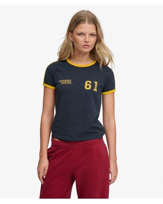 Superdry Red Athletic Essentials Stripe T-shirt