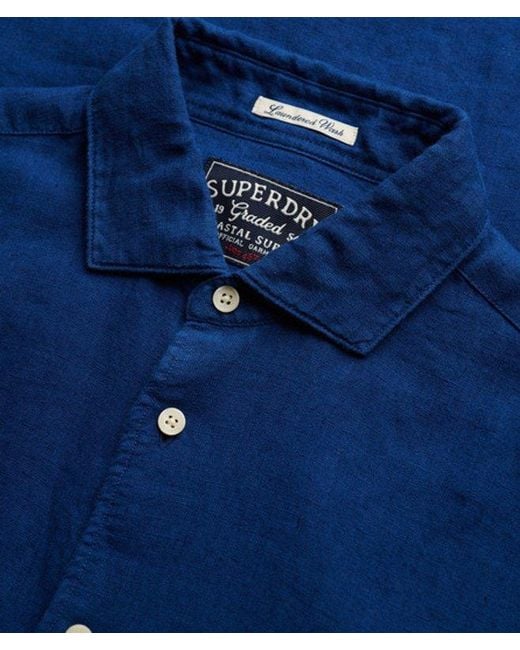 Superdry Blue & Co Riviera Long Sleeve Linen Shirt for men