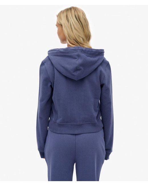 Superdry Blue & Co Essential Logo Cropped Zip Hoodie