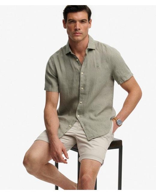 Superdry Gray & Co Riviera Short Sleeve Linen Shirt for men