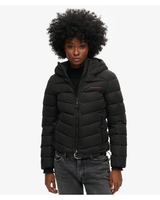 Superdry Black & Co Hooded Microfibre Padded Jacket