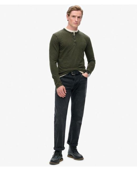 Superdry Green Long Sleeved Jersey Grandad Top for men