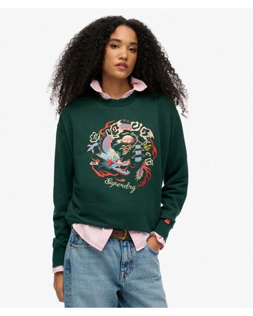 Superdry Green & Co Suika Embroidered Loose Crew Sweatshirt