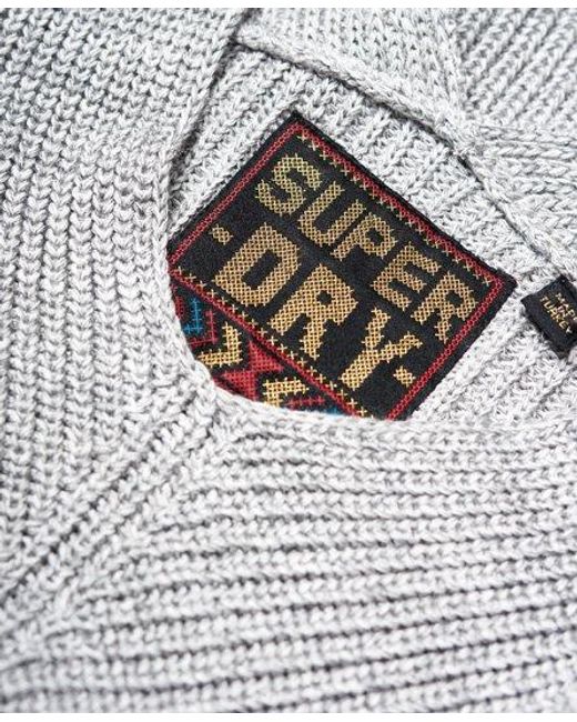 Superdry Gray Cora Ribbed Vee Jumper Twist