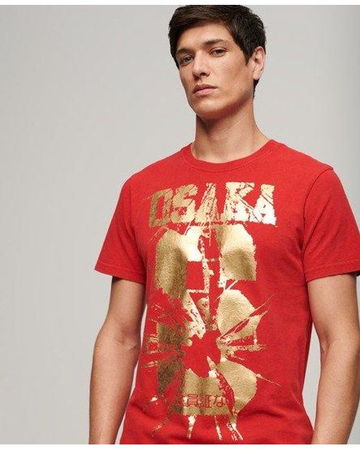 Superdry Red Osaka 6 Foil Standard T-shirt for men