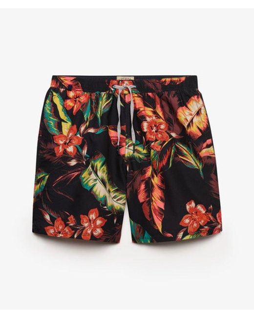 Superdry Black & Co Hawaiian Print 16-inch Swim Shorts for men