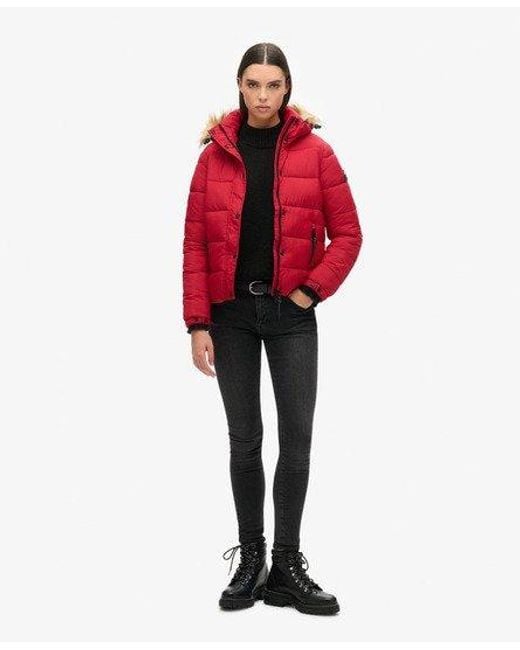 Superdry Red Hooded Mid Layer Short Jacket