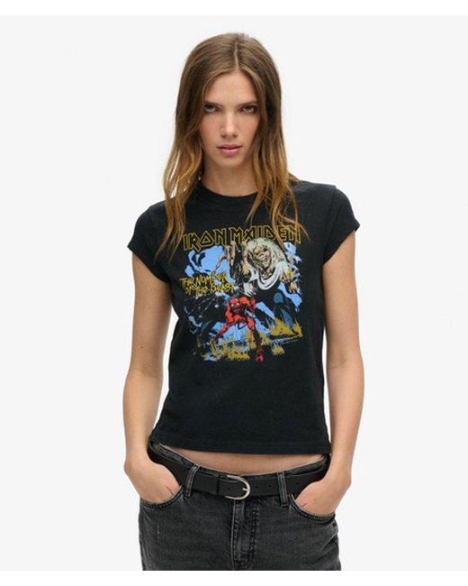 Superdry Black & Co Iron Maiden X & Co Cap Sleeve Band T-shirt