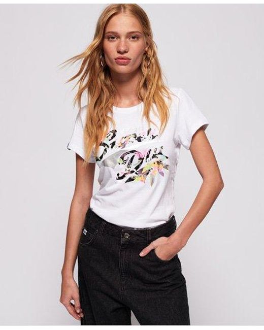 Superdry White Stacker Infill T-Shirt Optic