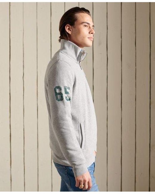 Superdry Gray Track & Field Half Zip Track Top Marl for men