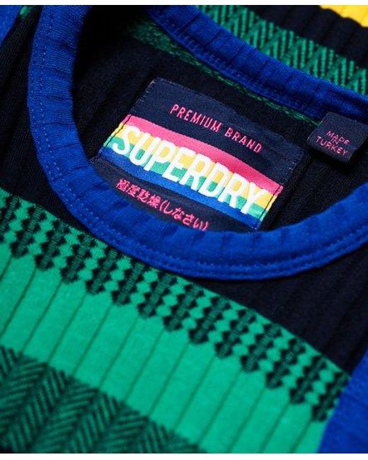 Superdry Green Knitted Stripe Midi Dress Stripe