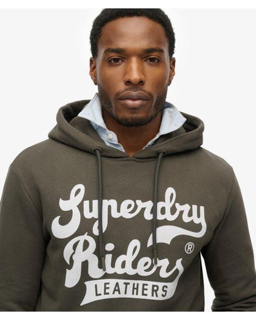 Superdry Gray Leathers Hoodie for men