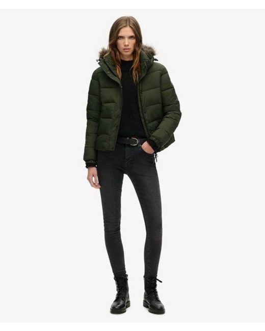Superdry Green & Co Slim Fit Logo Patch Hooded Mid Layer Short Jacket