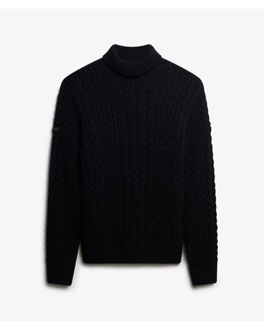 Superdry Black & Co Jacob Cable Roll Neck Jumper for men