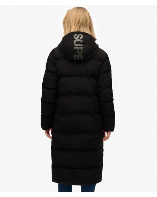 Superdry Black & Co Hooded Long Puffer Jacket
