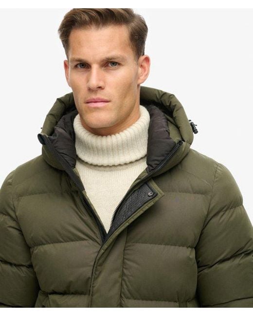 Superdry Blue & Co Hooded Microfibre Sport Puffer Jacket for men