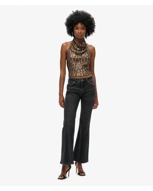 Superdry Black Cowl Halter Neck Sequin Top