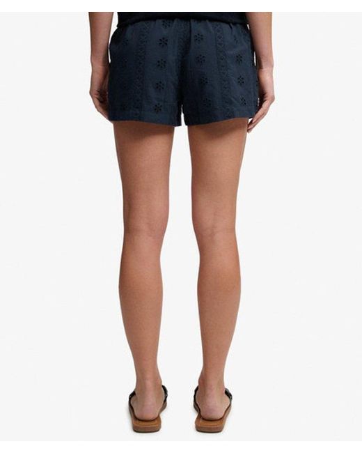 Superdry Blue & Co Cotton Broderie Beach Shorts