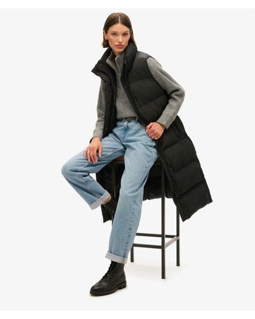 Superdry Black Longline Puffer Gilet