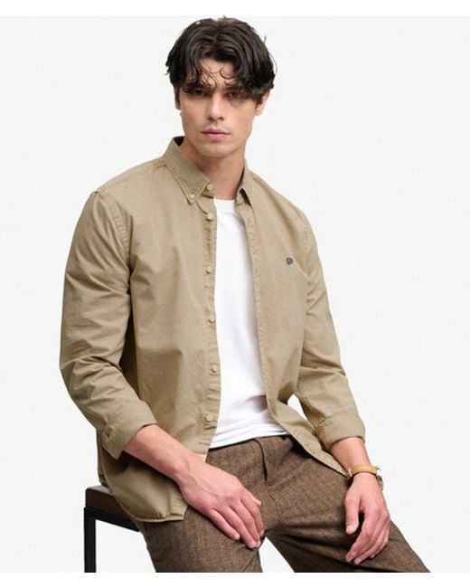 Superdry Natural Garment Dyed Long Sleeve Shirt for men