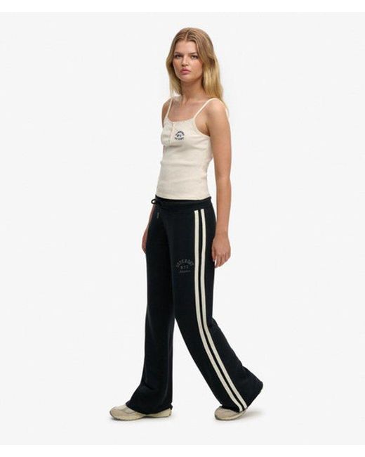 Superdry Blue Athletic Essentials Stripe Flare joggers