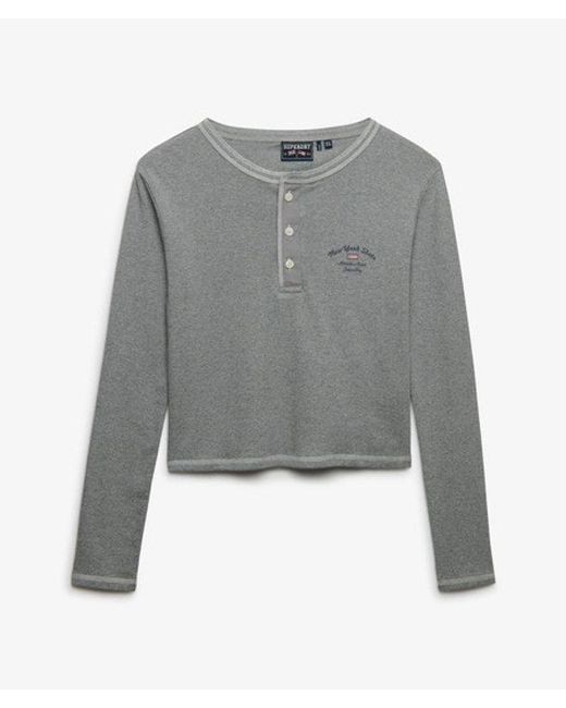 Femme Haut À Manches Longues Athletic Essentials Avec Boutons Taille Superdry en coloris Gray