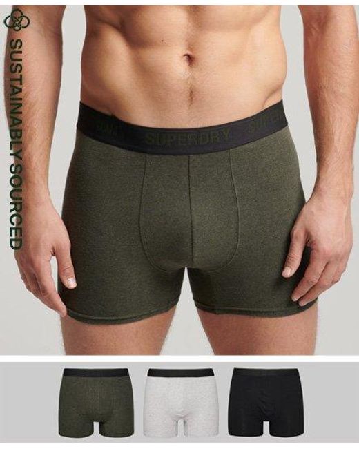 Superdry Green Organic Cotton Boxer Multi Triple Pack for men