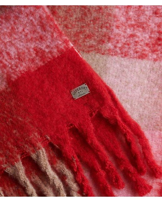 Superdry Red & Co Check Patterned Scarf