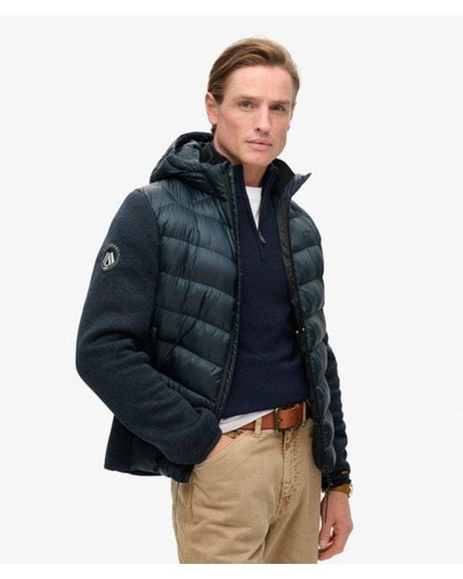 Superdry Blue & Co Hooded Knit Storm Hybrid Jacket for men