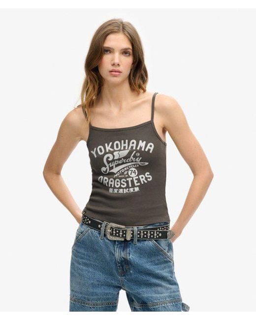 Superdry Blue & Co Retro Rocker Graphic Rib Cami Top