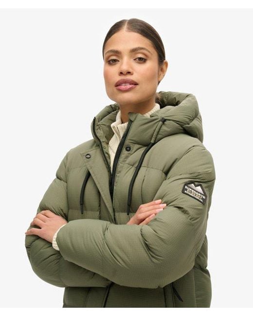 Superdry Green Rip-Stop Longline Puffer Coat