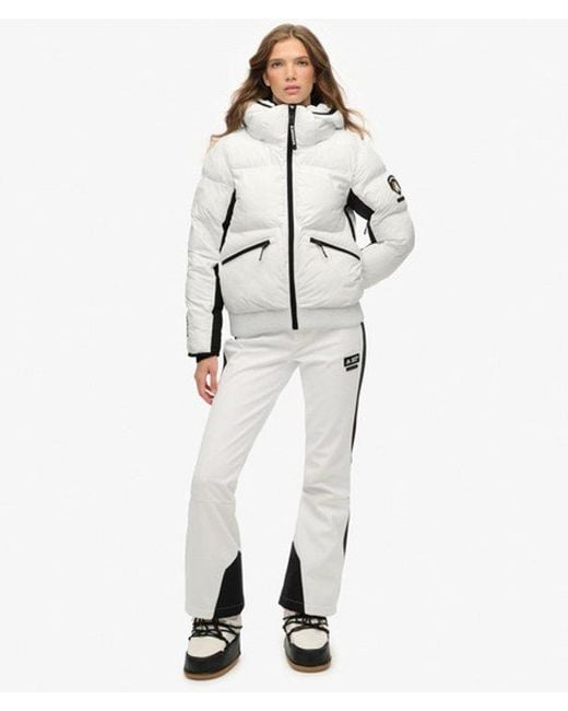 Superdry White Hooded Ski Bomber Jacket