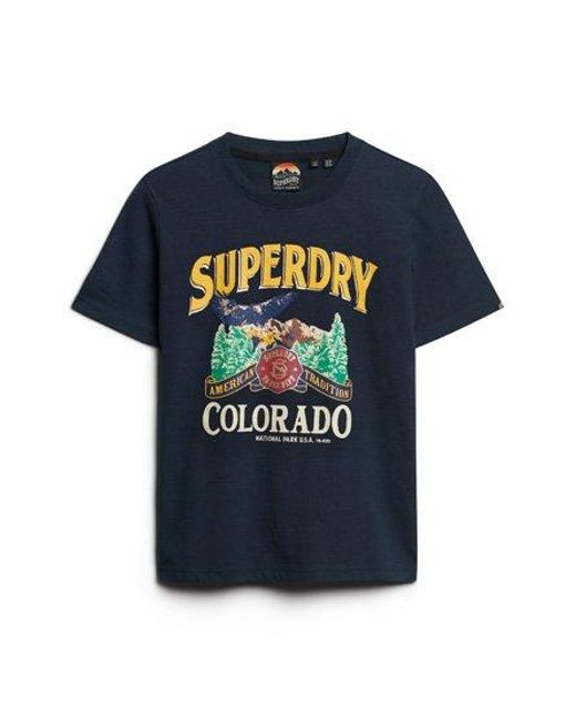 Superdry Blue Travel Souvenir Graphic T-shirt