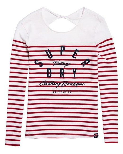 Superdry White Callie Twist Back Top Nautical Stripe