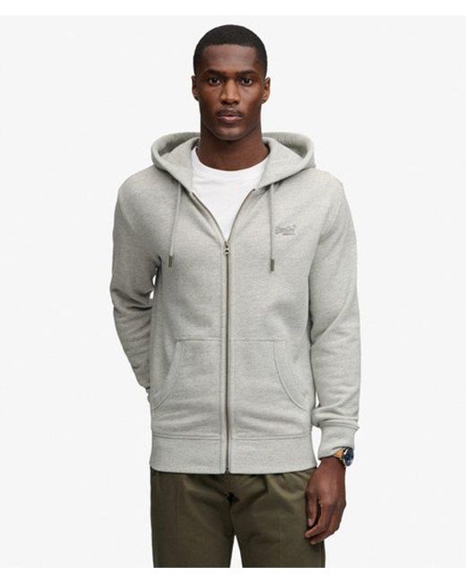 Superdry Gray & Co Essential Logo Half Brushed Zip Hoodie for men