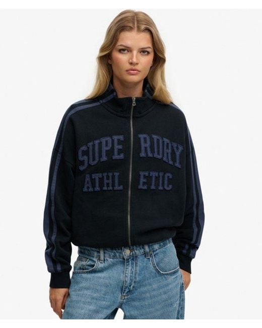 Femme Sweat Zippé Athletic Essentials À Appliqué Coupe Ample Taille Superdry en coloris Blue