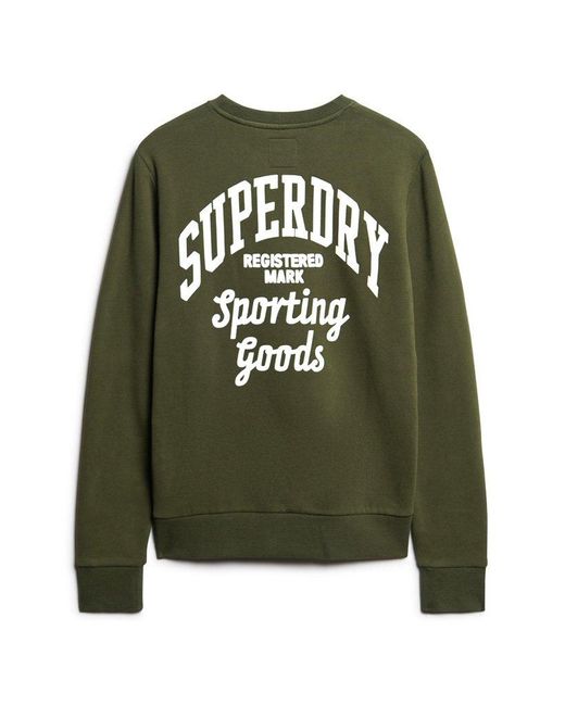 Superdry Athletic Script Flock Sweatshirt in Green for Men | Lyst
