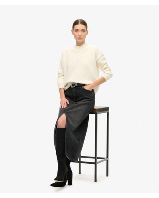 Superdry Black & Co Denim Split Maxi Skirt